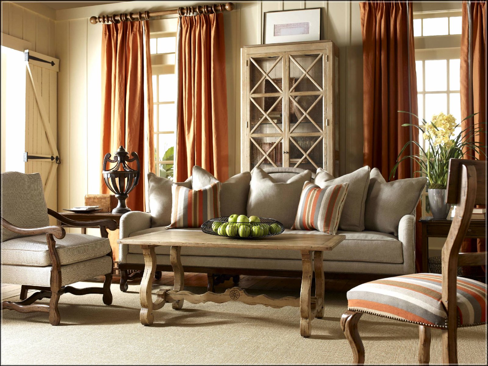 Bewitching Decoration Of Country Living Room Ideas With Grey Chairs Also Antique Wooden Table 